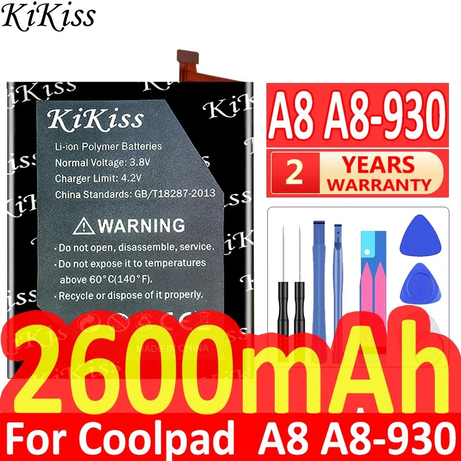 

KiKiss Powerful Battery A 8930 2600mAh for Coolpad A8 A 8 A8-930 A8930 Batteries