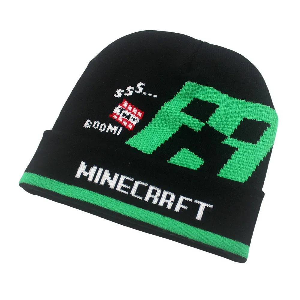 Jogo minecraft trepadeira tricô gorros chapéu das mulheres dos homens dos desenhos animados qualidade boné bonito casual quente chapéus moda versátil unisex bonés