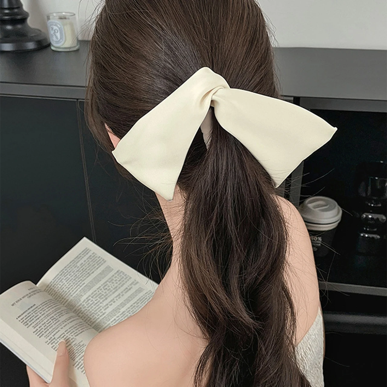 

Модные заколки-бантики для волос, элегантные зажимы для хвоста, черные и бежевые заколки-бантики для женщин, аксессуары для волос