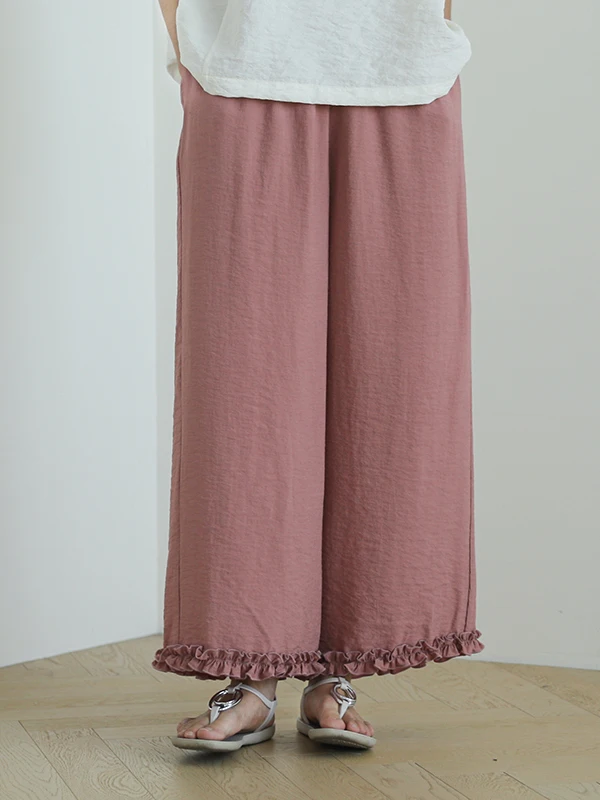 

Laid-ba Wide Leg Pants Women's Loose Fit Summer Silk Pants Dry Tead Flower Pants Lazy Pants Autumn New Sle