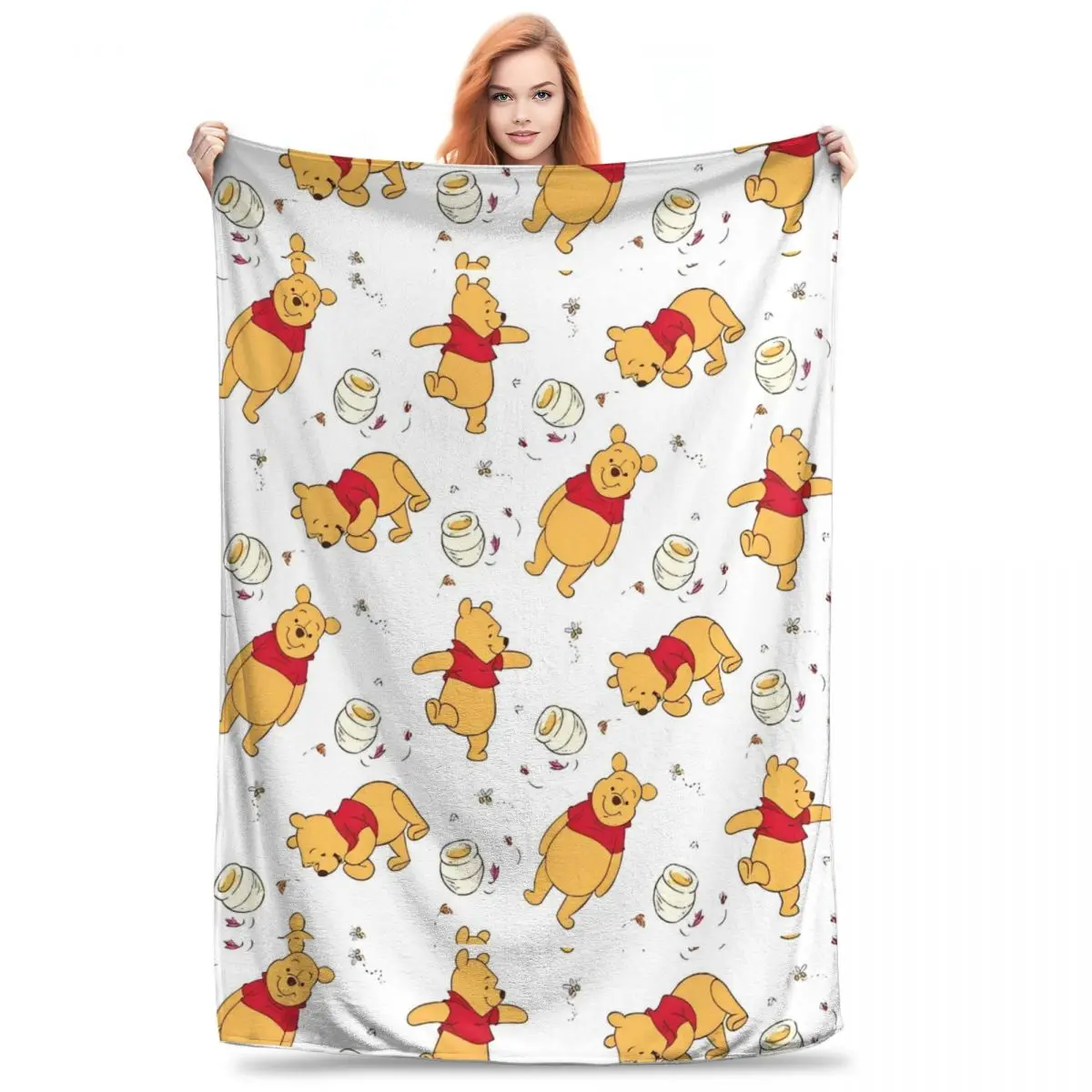 Winnie The Pooh Blankets Fleece Print Cozy Soft Throw Blanket for Bedding Travel Quilt