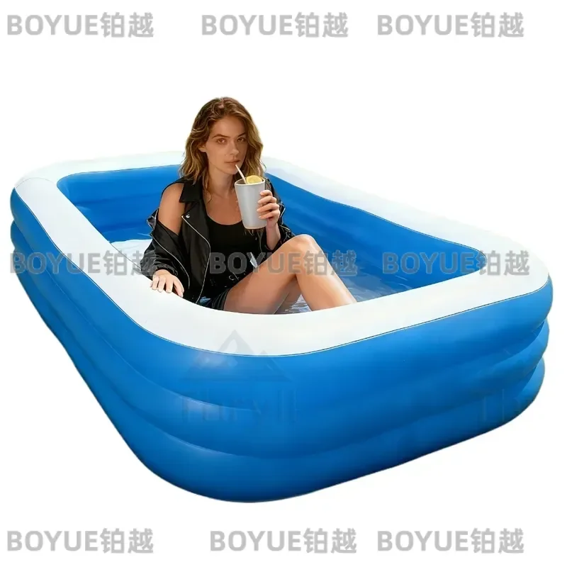 Rectangular Inflatable Swimming Pool Durable PVC Family Backyard Summer Outdoor Water Play Center Kids Adults Leisure Bathing