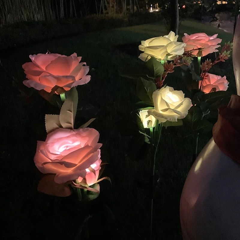 2pcs Solar Flower Light Rose Led Lamp Solar Light for Garden Decoration Waterproof Outdoor Landscape Lawn Lamps for Patio Yard