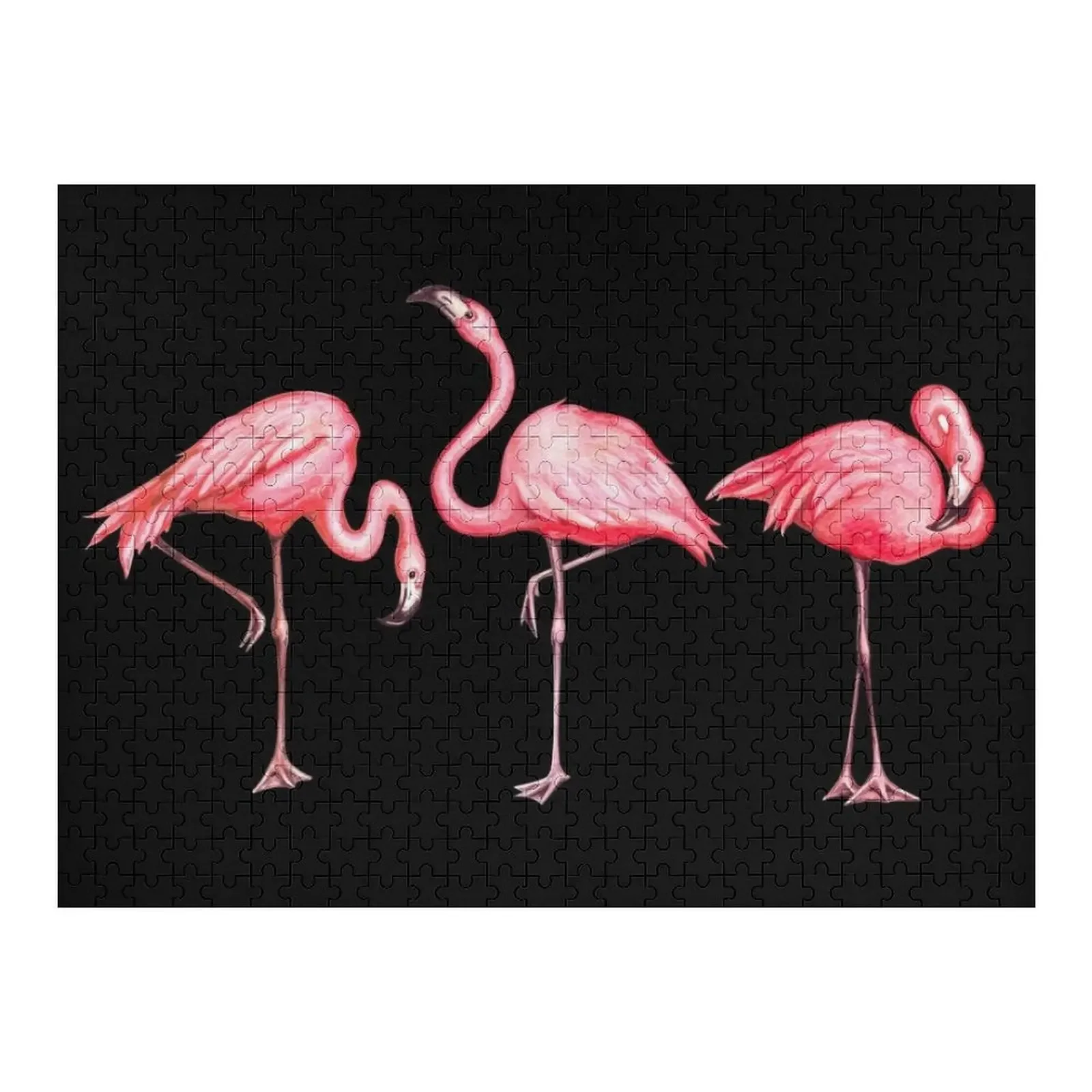 

Flamingo Pattern - Black Jigsaw Puzzle Custom Gift Personalized Child Gift Personalized Toy Puzzle