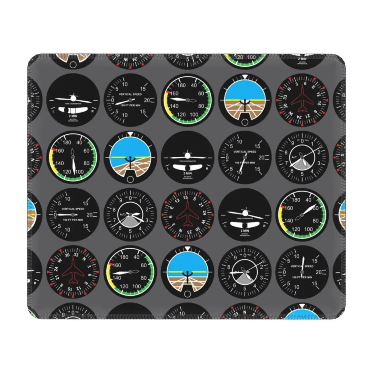 Aviation Airplane Flight Instruments Gamer Mouse Pad Anti-Slip Rubber Mousepad Office Decor Pilot Aviator Computer Desk Mat