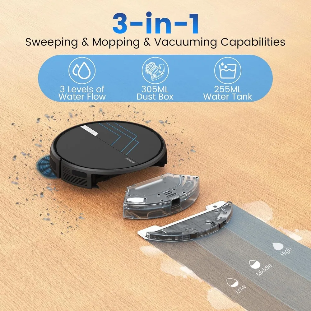 Robot Vacuum and Mop,Self-Charging Robotic Vacuum for Hard Floor, Slim Design, Quiet