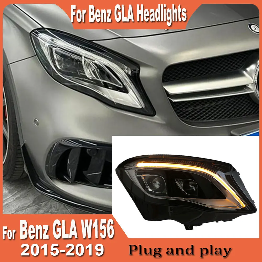 Pair LED Head lamp Assembly for Benz GLA W156 2015-2019 Headlights LED DRL Turning Animation Front Head Lights  Plug and Play