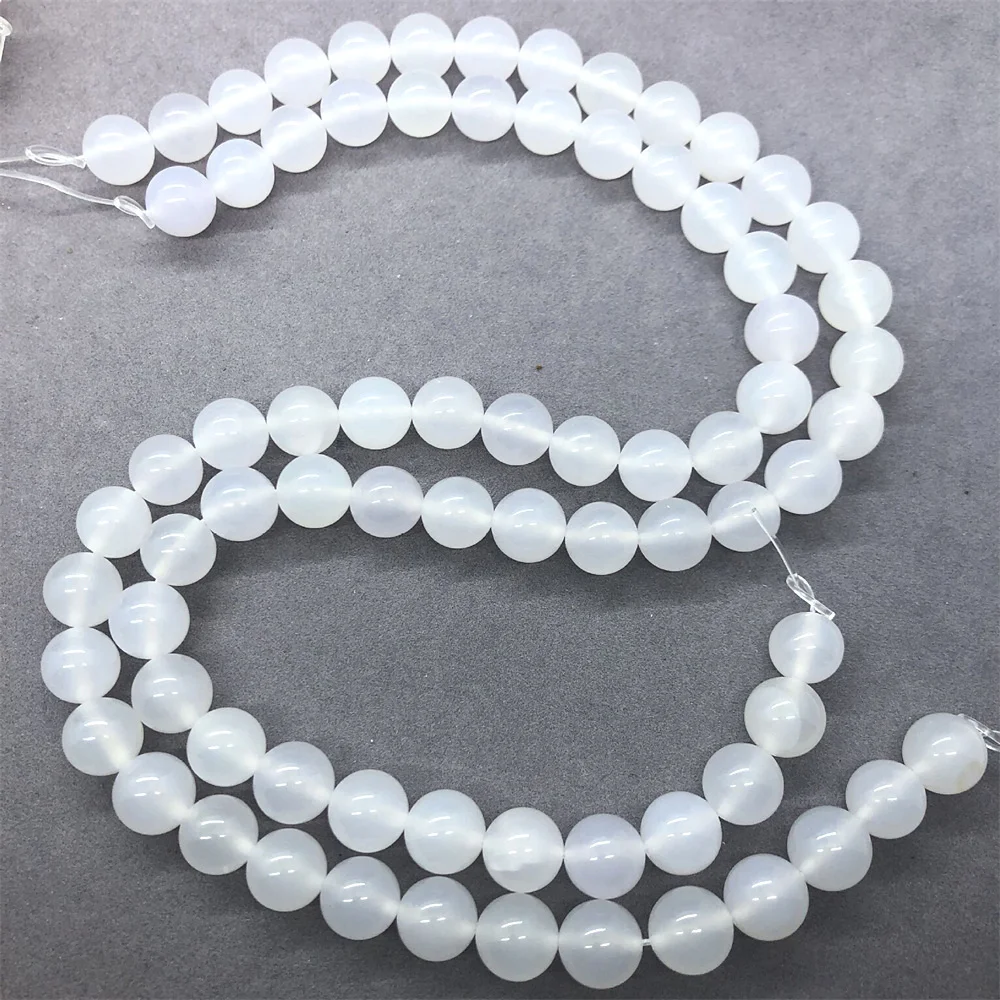 Pierre Naturelle Uto, Agate Blanche AAA, Perles Rondes de 15 Pouces, Brin de 4, 6, 8, 10, 12mm, Taille au Choix, Onyx pour Bijoux, Bricolage, Collier, Bracelet, Vente en Gros