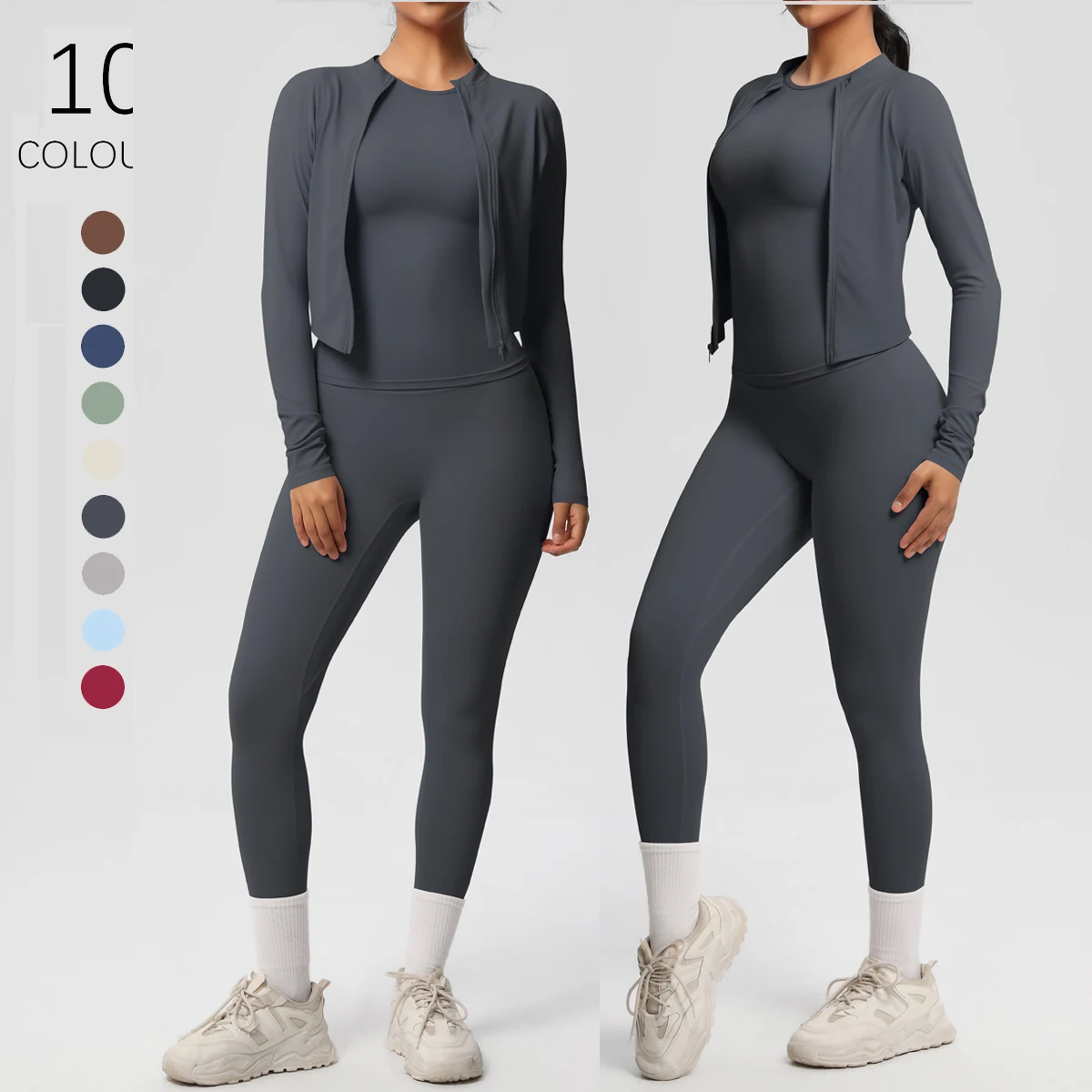 

Women Sportswear Yoga Set Workout Clothes Athletic Wear Sports Gym Legging Fitness Top Long Sleeve Yoga Suit ﻿