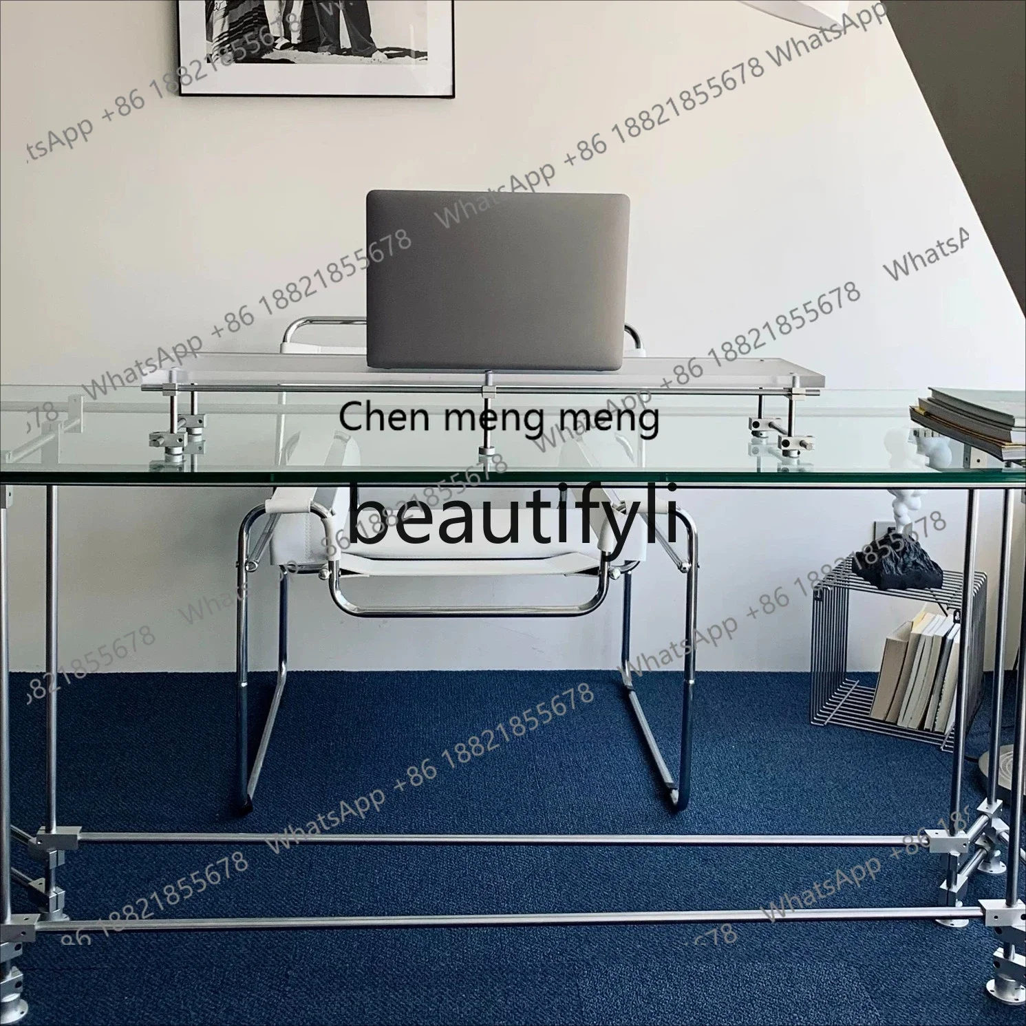 2003Tempered glass desk computer desk, transparent glass writing desk, book desk