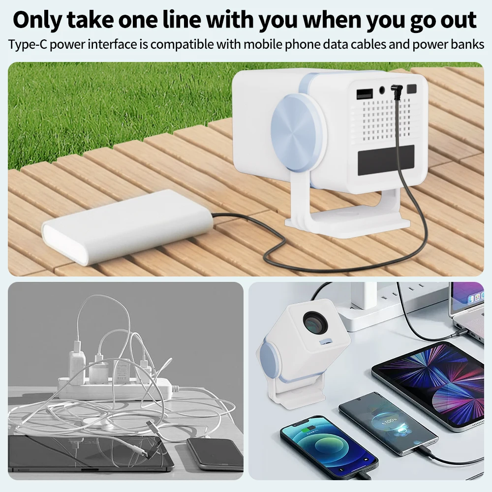 DESS Projector Android 13 Dual Band Wifi6 Smart Portable Projector Power Bank Powered Office Home Android Cinema Smart Projector