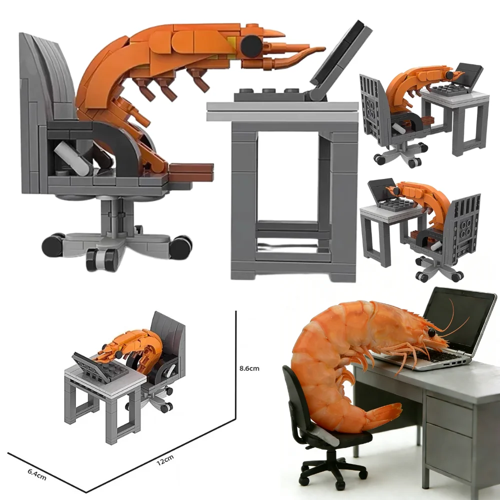 

Shrimp Model Creative Working Building Blocks Set Puzzle Assembled Toys Desktop Ornaments Crayfish MOC Bricks Adult/Kids Gifts