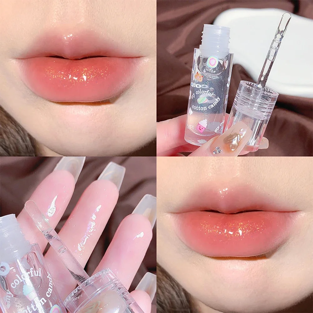 1/3pcs Watery Lip Gloss Shiny Transparent Lipstick Colorless Moisturizing Natural Long Lasting Lip Oil Plumper Nutritious Cares