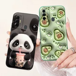 Soft Liquid Silicone Bumper For Tecno Spark 7 Phone Cover Tecno Spark 7 Pro 7T 7P Case Black Cat Panda Cute Cartoon Funda