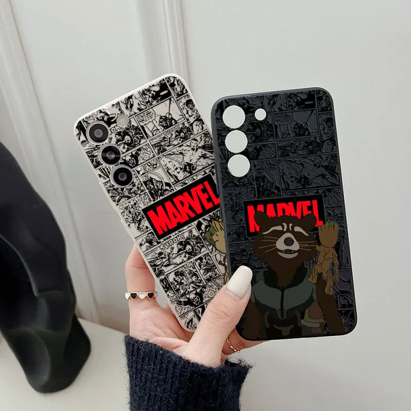 Faceless Marvel Groot Rocket Phone Case For Samsung Galaxy S24 Ultra S23 5G S22 Plus S21 S20 FE S10 Fundas Liquid Silicone Cover