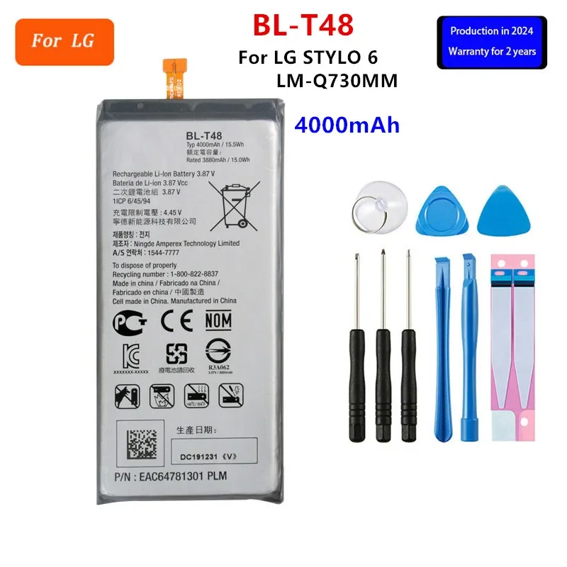 Original BL-T48 4000mAh Battery For LG STYLO 6 LM-Q730MM  BL T48  Mobile phone Batteries+Tools