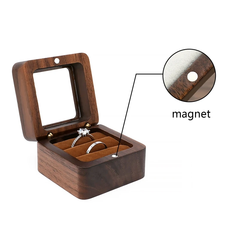 7 Styles Portable Retro Brown Wood Ring Box Jewelry Chest Organizer Earrings Flip Jewelry Wooden Presentation Box for Ca