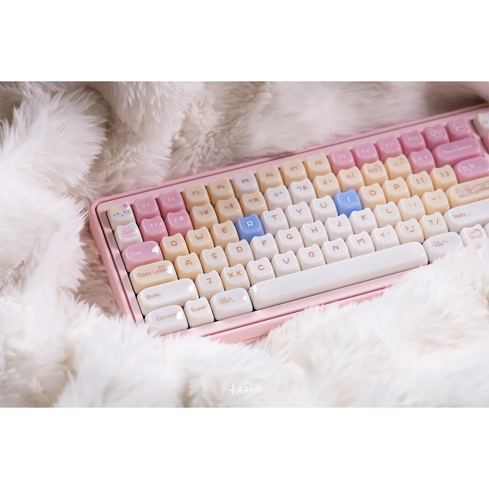 Cute candy muppet cat theme keycap PBT high value five-sided hot sublimation MOA suitable for girls mechanical keyboard