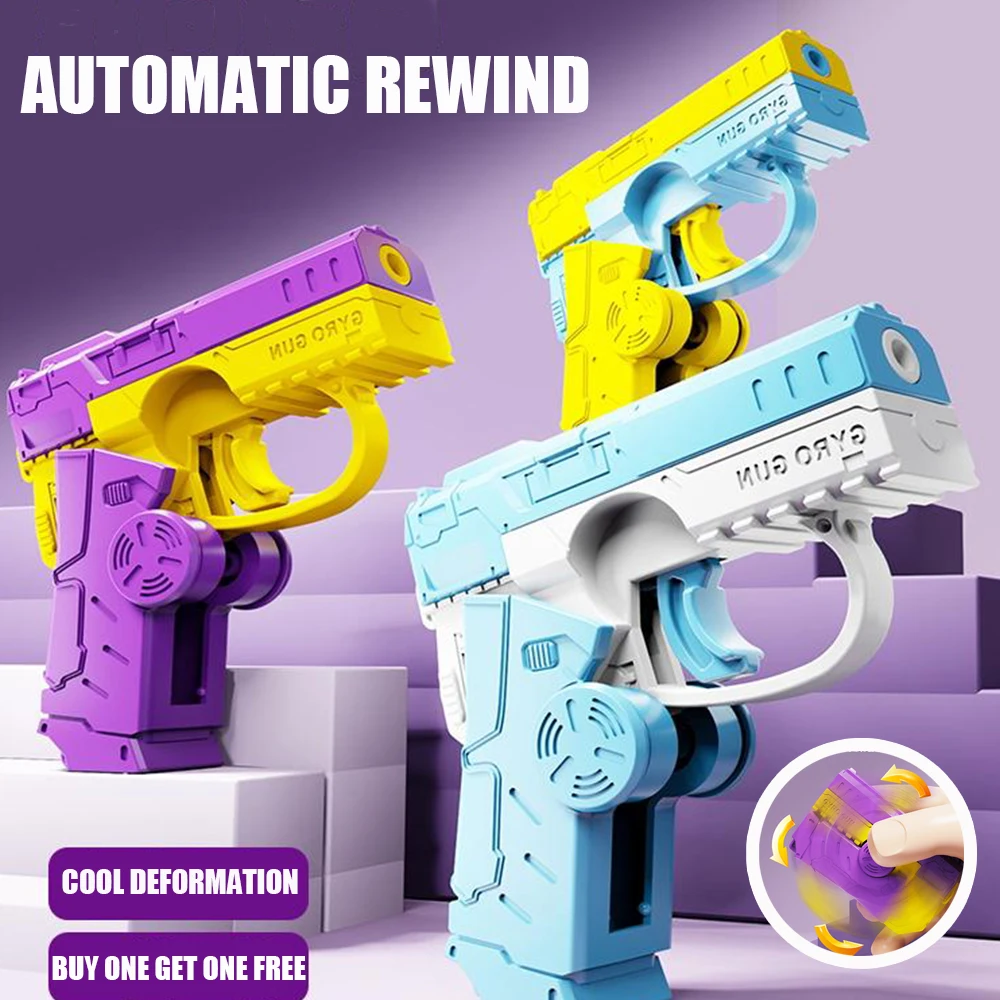 Pistolet à carottes pliable, jouets pour enfants, 3 pièces Modèle de mini pistolet rotatif à rebond pour garçons Fidget spinner de décompression