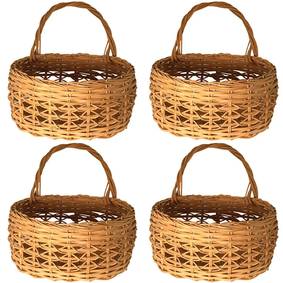 

Набор для плетения почтовых корзин - коричневый овальный дизайн с перекрестным плетением и плетеной каймой