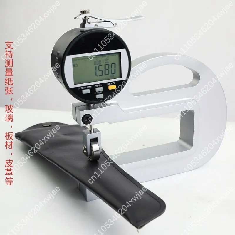 High Precision Digital Thickness Gauge 0-10mm with Roller Contact Tip, 0.01/0.001mm Resolution