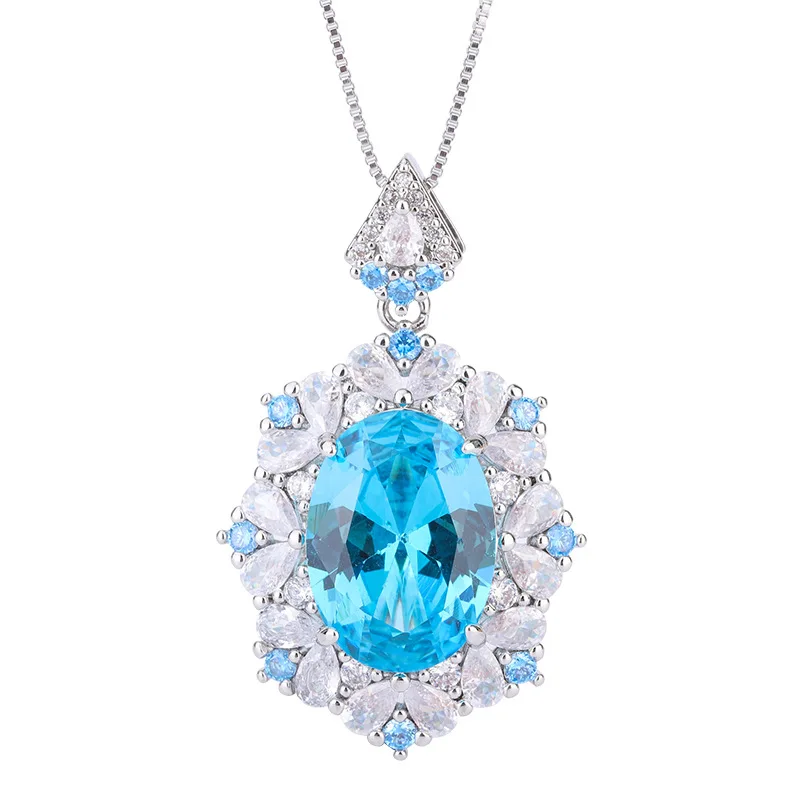 Jewelry Plated New Gold European and American Retro Gemstone Pendant Necklace with Main Stone 13*18