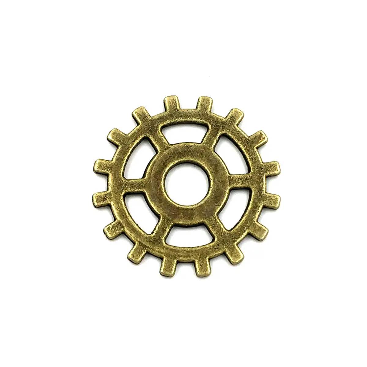 50PCS Vintage Bronze Tone Round Gear Mechanical Theme DIY Charm Pendants 25mm Handmade Neccklace Crafts Supplies Materials Pack
