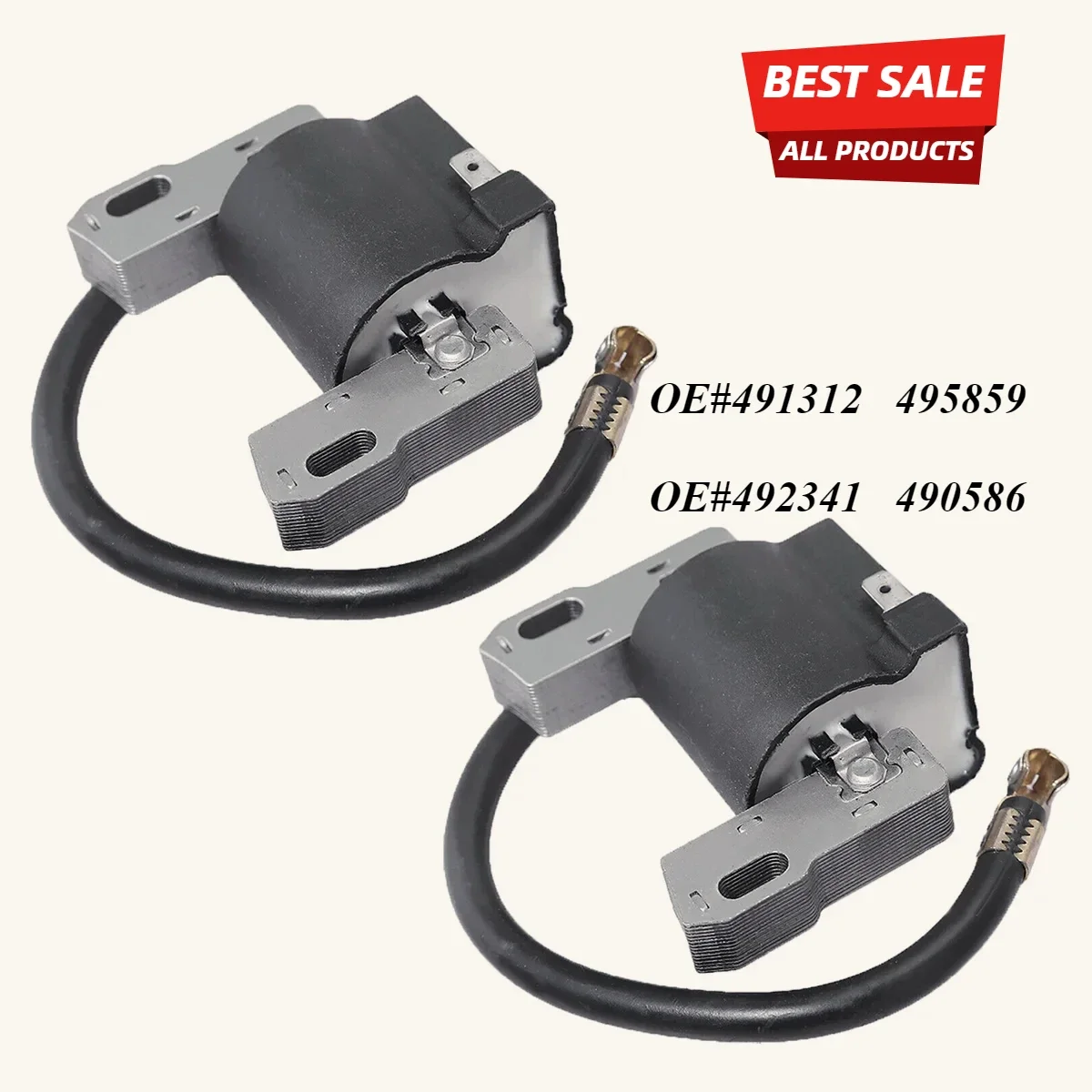 2X Ignition Coil for Briggs & Stratton 492341 490586 491312 495859  Engine Lawm Mower  690248 715231 591459