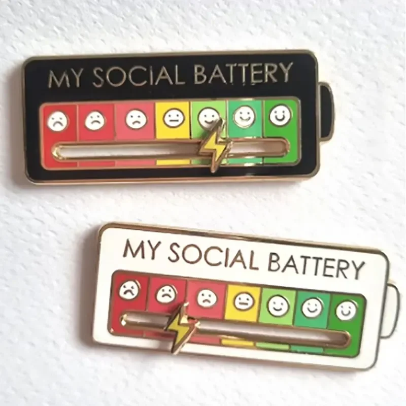 My Social Power Battery Brooch Social Power Enamel Badge Transform Mood Energy Brooche Alloy Badge Gift Brooches for Women Pin