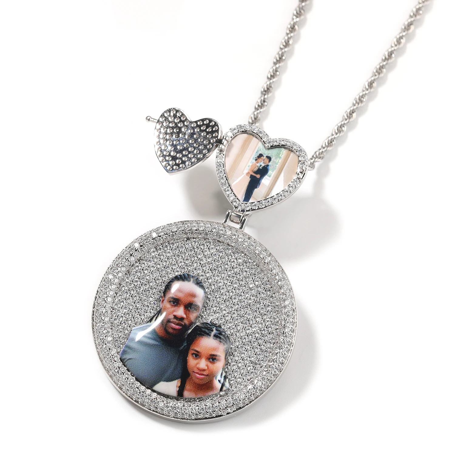 

UWIN Customized Picture Pendant Necklaces with Name on Flip Heart Bail Memorable Fashion Jewelry for Valentine's Day