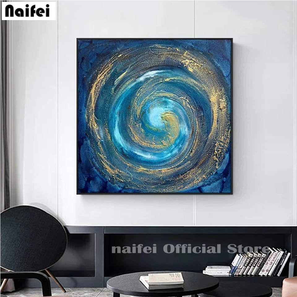 diy Diamond embroidery Modern Vortex Picture Blue Abstract Circle diamond Painting Canvas Cosmic Galaxy Wall Art icon Home Decor