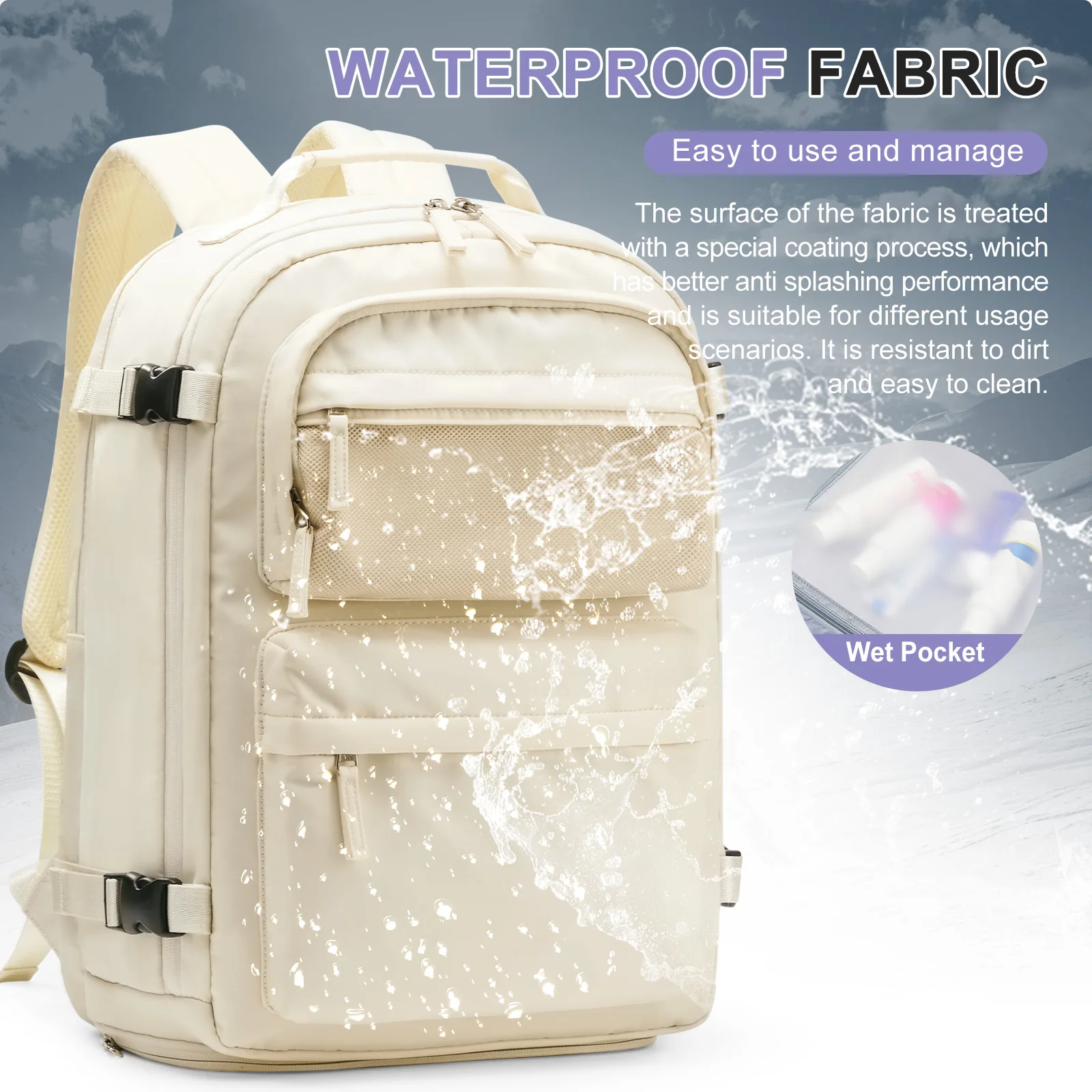 حقيبة أمتعة يدوية، سعة كبيرة تحت المقعد حقيبة السفر مقاس 45 × 33 × 20 سم حقيبة ظهر للكمبيوتر المحمول، حقيبة حمل، حقيبة مدرسية جامعية