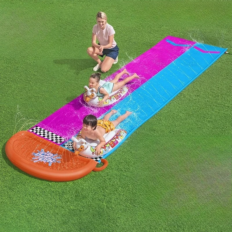 

Outdoor Children's Water Sprinkler Waterslide Large Double Play Water Board Inflatable Toy Summer Paddling Cloth Lawn Game Mat
