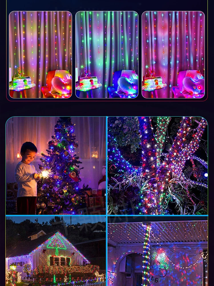 LED Fairy Strings Light RGBIC APP Control Outdoor Waterproof Garland USB For Christmas Party Wedding Birthday Decoration Lamp