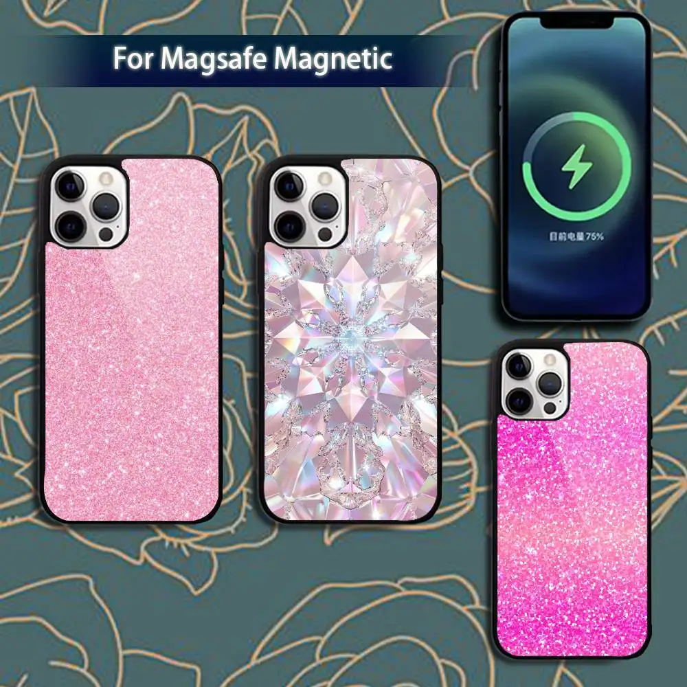 

Pink G-Glitter P-Pattern Phone Case For iPhone 17,16,15,14,13,12,11,Pro,Max,Plus,Mini,Magsafe,Magnetic Wireless Charging Case
