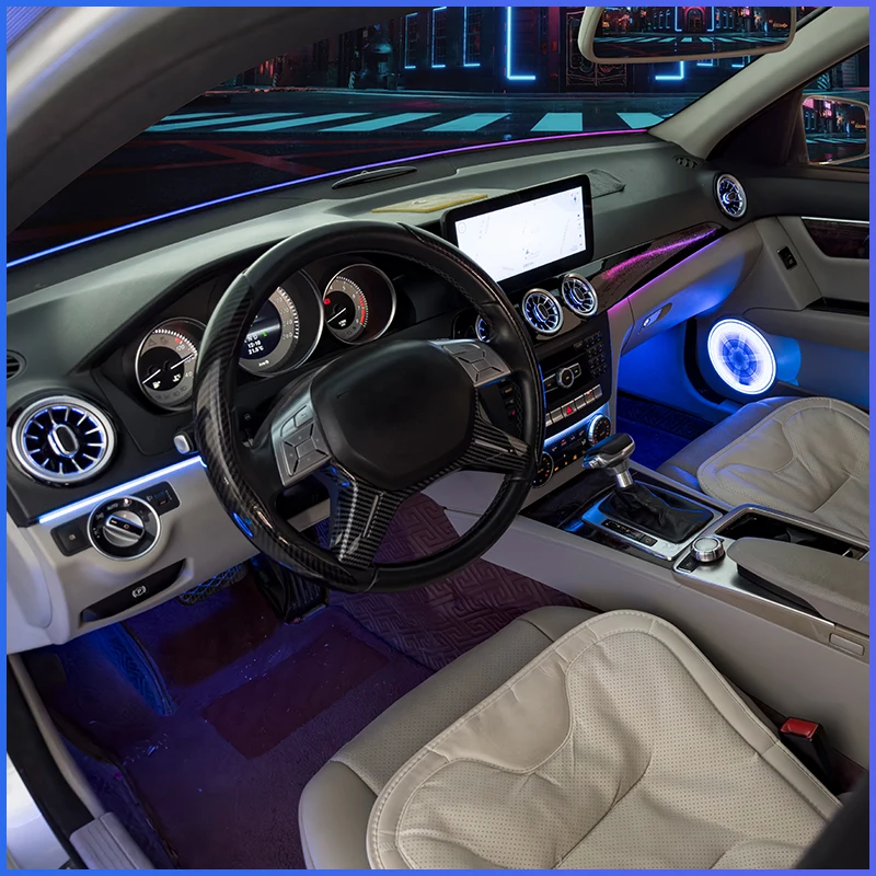 TMPRO Turbo Air Vent Ambient Light for W204 C-Class 2010-2014 64 Color Changing LED Full Car Interior Light Kit