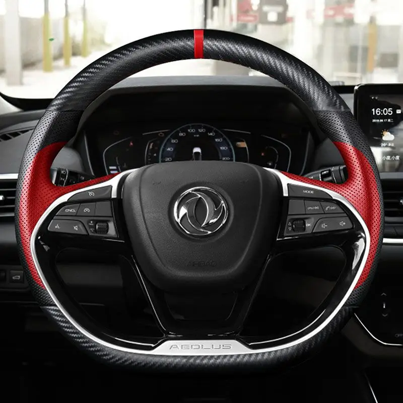 ل دونغفنغ Fengshen Yixuan EV GS AX7 AX5 AX4 EX1 E70 الجلود اليد مخيط غطاء عجلة القيادة التفاف اكسسوارات السيارات الداخلية