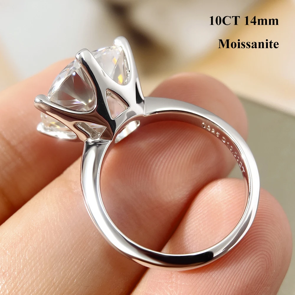 EWYA GRA Certified 0.5-10CT D Color Moissanite Solitaire Engagement Rings for Women Silver 925 Wedding Bridal Big Diamond Band