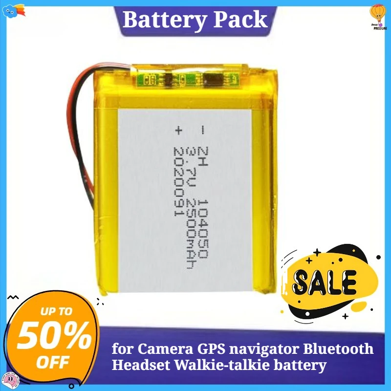 

104050 3.7V 2500mAh Rechargeable Polymer Lithium Battery for Camera GPS navigator Bluetooth Headset Walkie-talkie