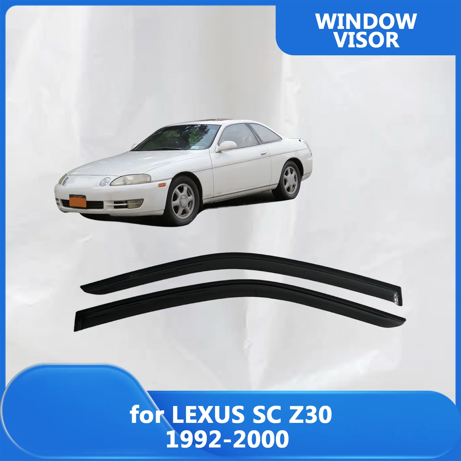 

FOR LEXUS SC 1992 1993 1994 1995-2000 Side Window Visor Rain Guard Side Vent Deflector Weathershield Outside-Mount Tape On