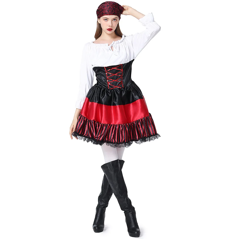 New Arrival Halloween Little Girl Caribbean Pirates Costume Kids Pirate Captain Fancy Dress