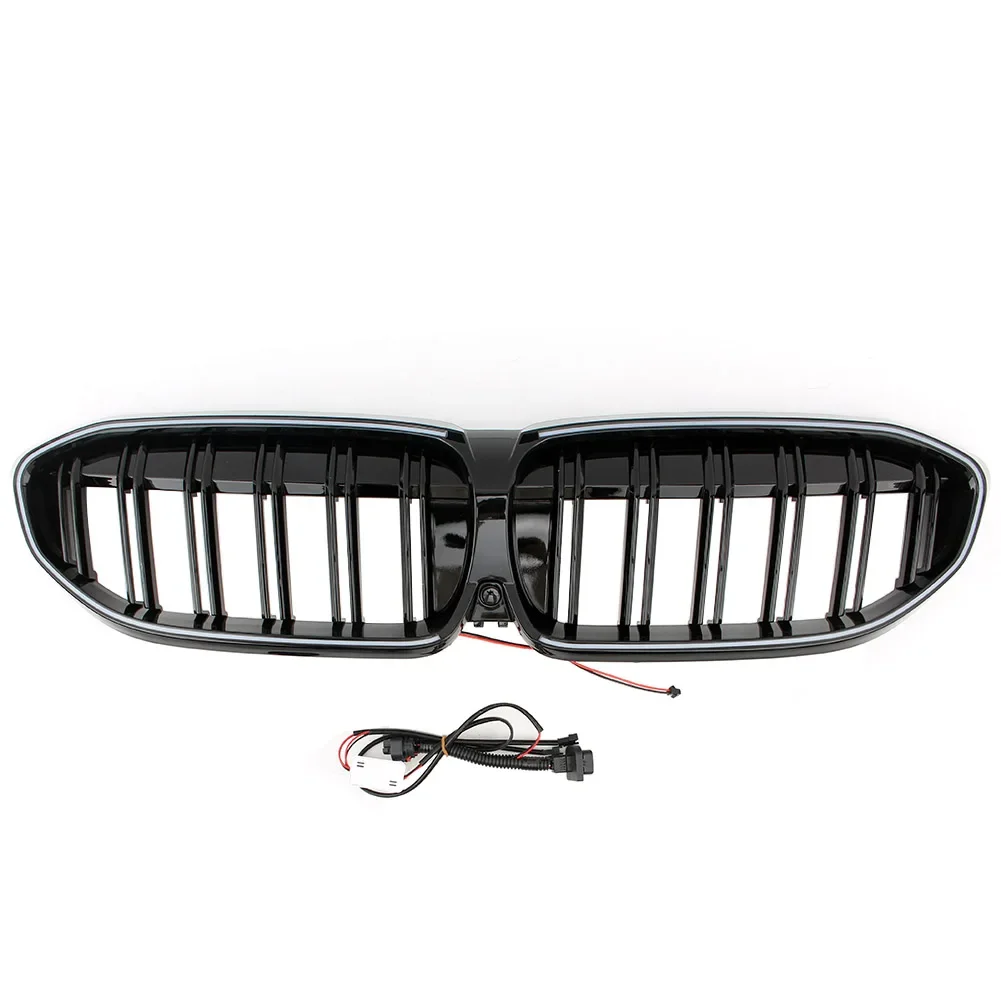 Double Line Front Racing Upper LED Grilles For BMW G20 G28 3 Series 320i 325i 330i M340i 325Li xDrive M LCI Grille 2019-2022