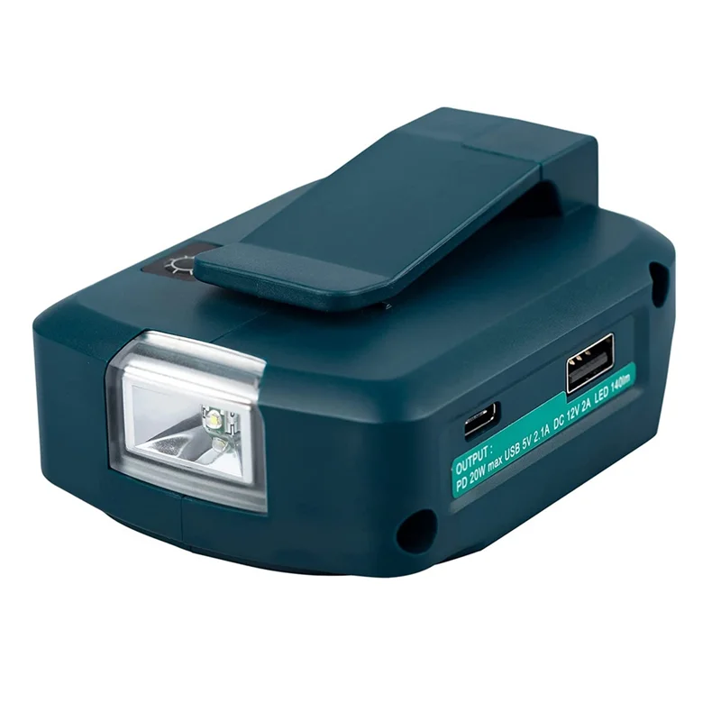 Makita-Port de convertisseur USB de type C avec lumière LED, budgétaire, lumière extérieure, batterie de discussion, ADP05, 14.4V, 18V