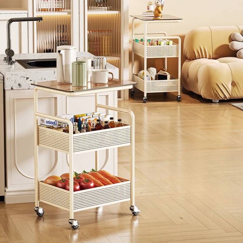 Cream Style Salon Trolley Move Glass Bedroom Household Salon Trolley Transparent Save Space Carrito Commercial Furniture