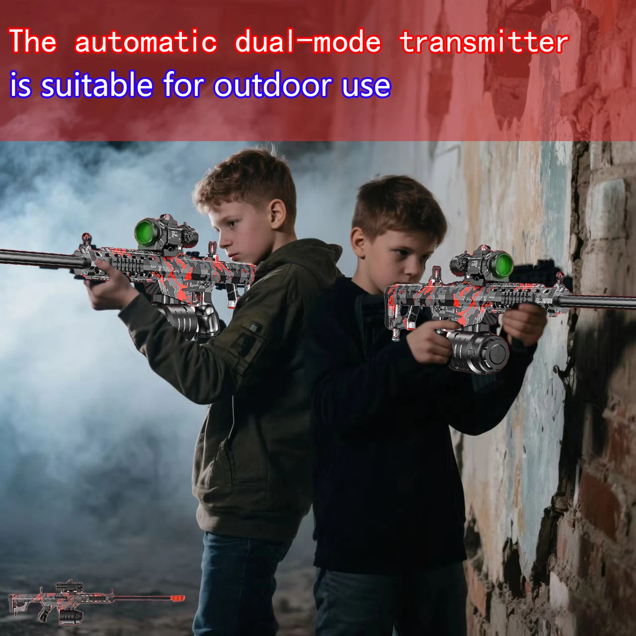 Gel Ball Blaster-geweer, rood tactisch lichaam, elektrisch USB oplaadbaar, dubbele automatische handmatige schakelaar, perfect cadeau voor Kerstmis