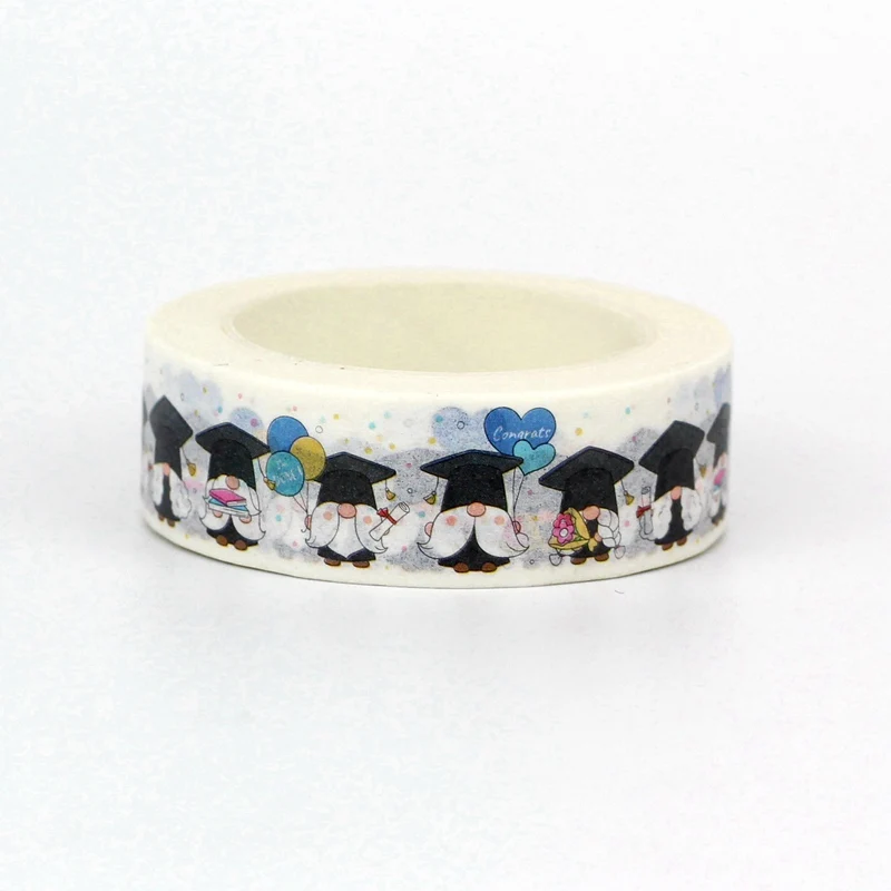 NEW 1PC 10M Decor Graduation Gnomes Cartoon Japanese Washi Tapes for Journaling Adhesive Masking Tape Cute Papeleria