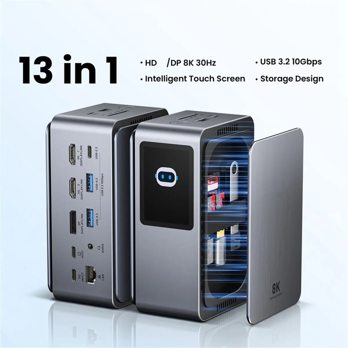 618 Mega Sale 13 in 1 USB C MST Docking Station 8K30Hz HDMI-Compatible Smart Screen USB 3.2 10Gbps Adapter Hub for PC Laptop