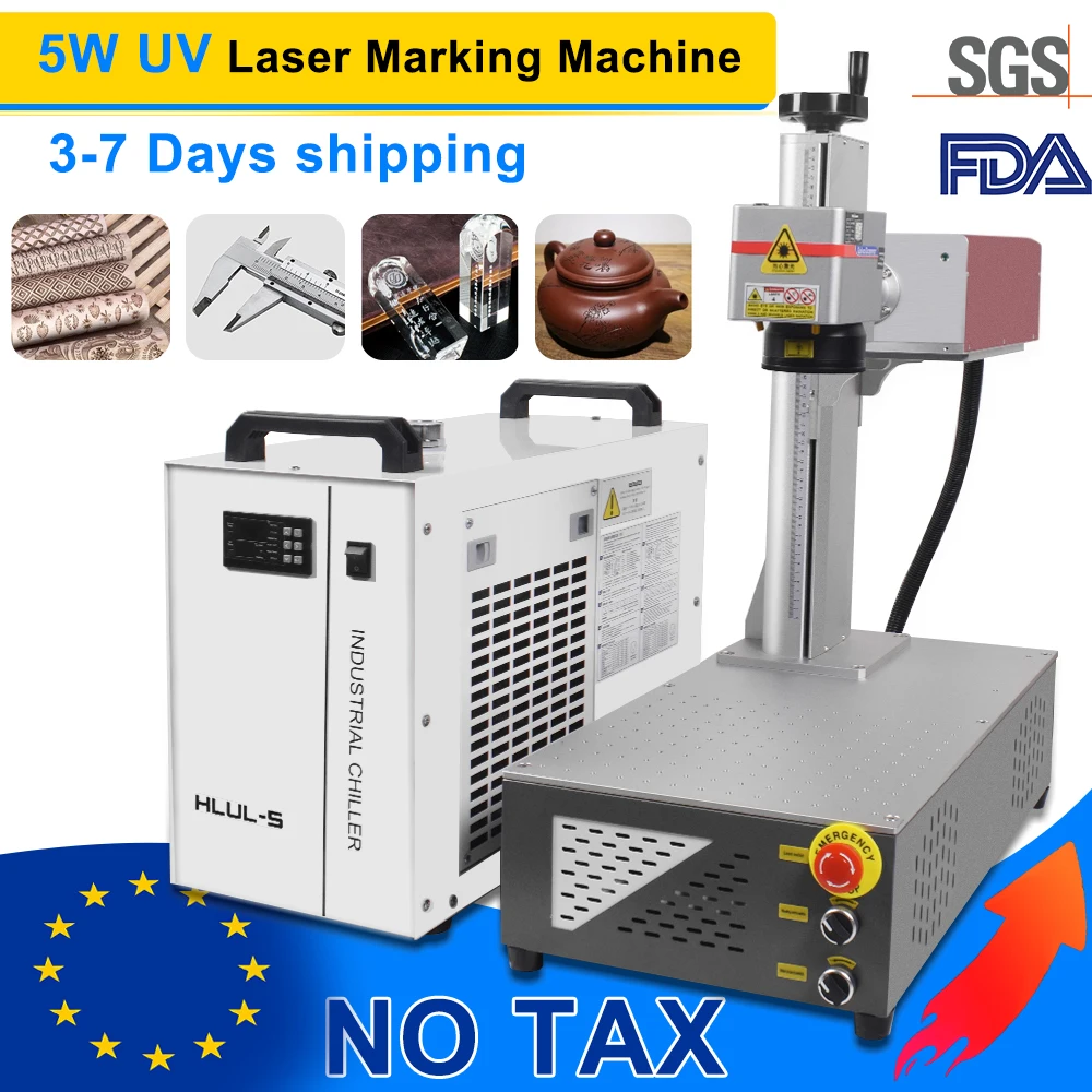 5W UV Laser Marking Machine Fiber UV 5W 355nm Non-Metal Engraver for Glass/Wood/PVC/Stainless Steel/Plastic Leather 200X200M