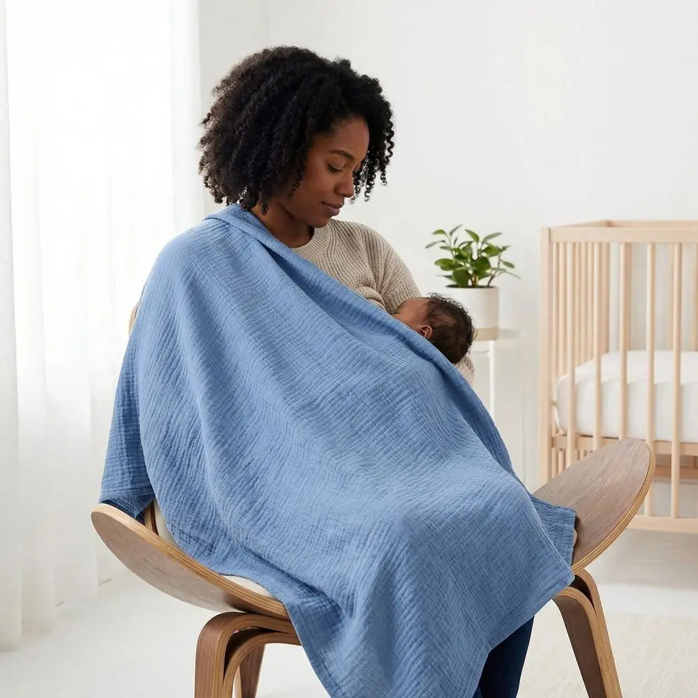 Nursing Towel Cotton Baby Basket Cover Breathable Soft Infant Safety Seat Cover Light-Blocking Lightweight Kids Cart Cover Girls