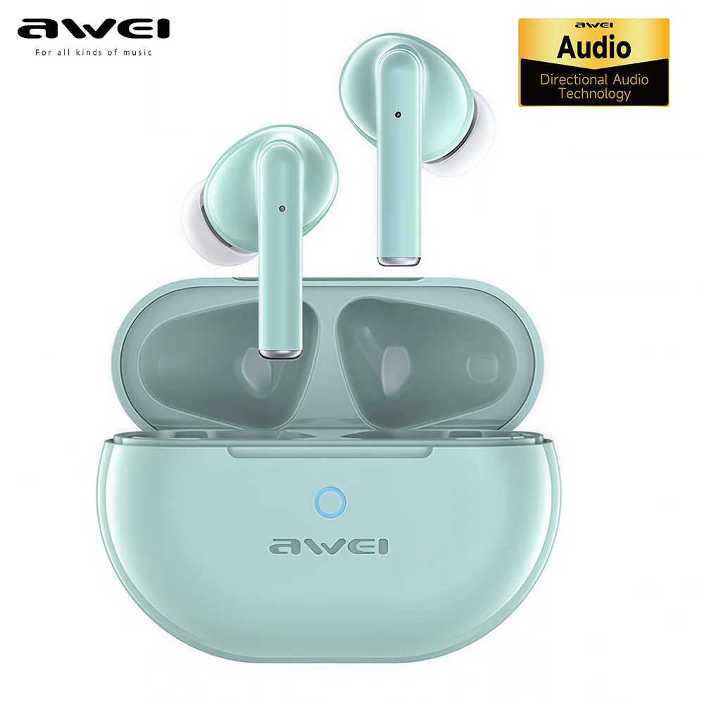 

Awei Wireless Bluetooth 5.3 Earphones Sport Noise Reduction ENC Headphones with 4 Mic TWS Earbuds 300mAH Long Standby T61